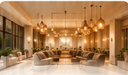 Home & Architectural lighting in a luxury hotel lobby and residence