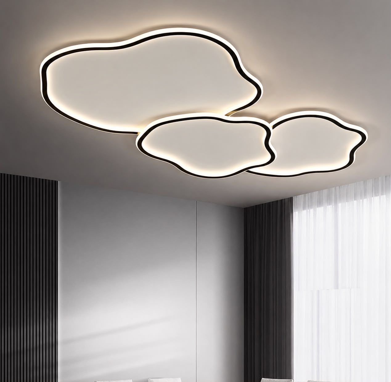 Flush-mount ceiling light with an irregular cloud-shaped outline