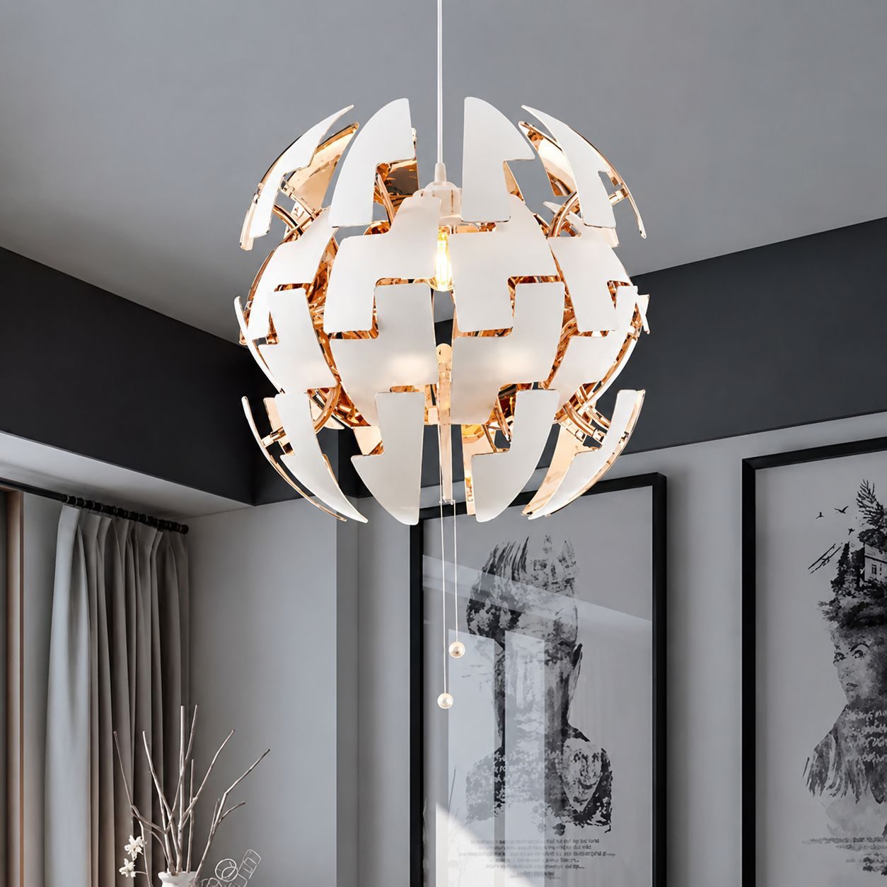 Round globe-shaped pendant light