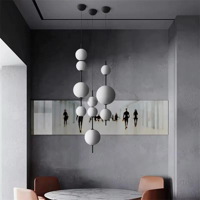 Creative Modern Nordic LED Ceiling Chandelier Black Metal Ceiling Hanging Lamp Glass Ball LED Chandelier Pendant Light