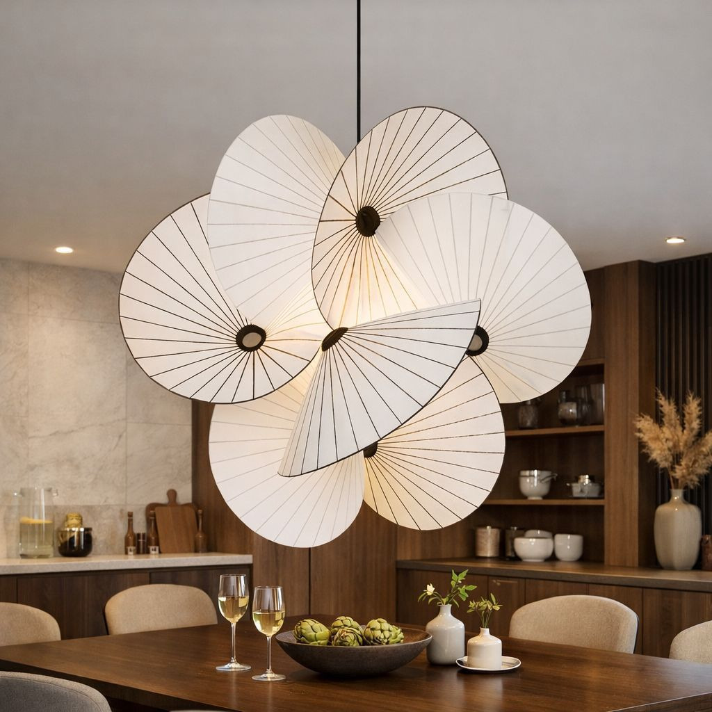 Cyber Star Nordic Umbrella Chandelier Pendant Light Modern Fabric Ceiling Hanging LED Decoration Lamp for Home Living Room Decor