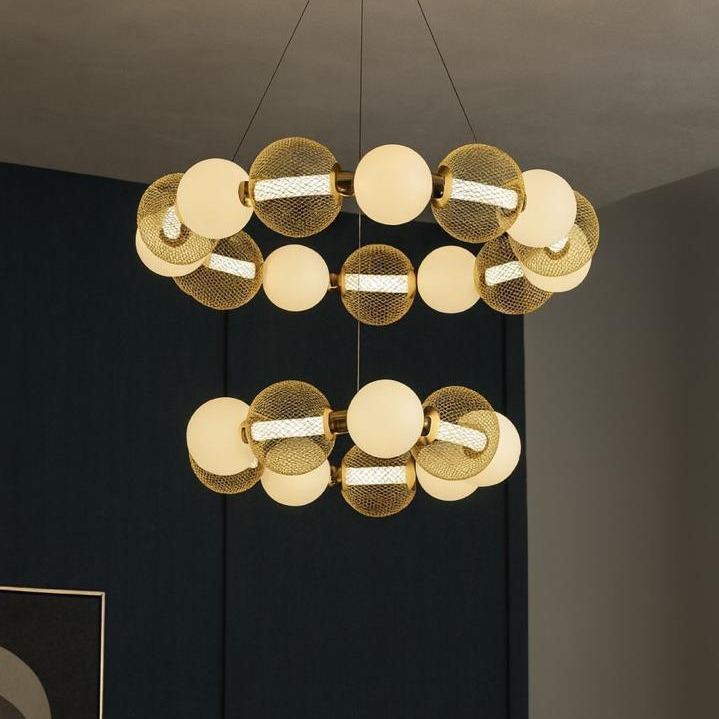 Nordic Living Room Lamp Bar Dining Room Chandelier Light Luxury Ring Bedroom Model Room Designer Word Magic Bean Lamp